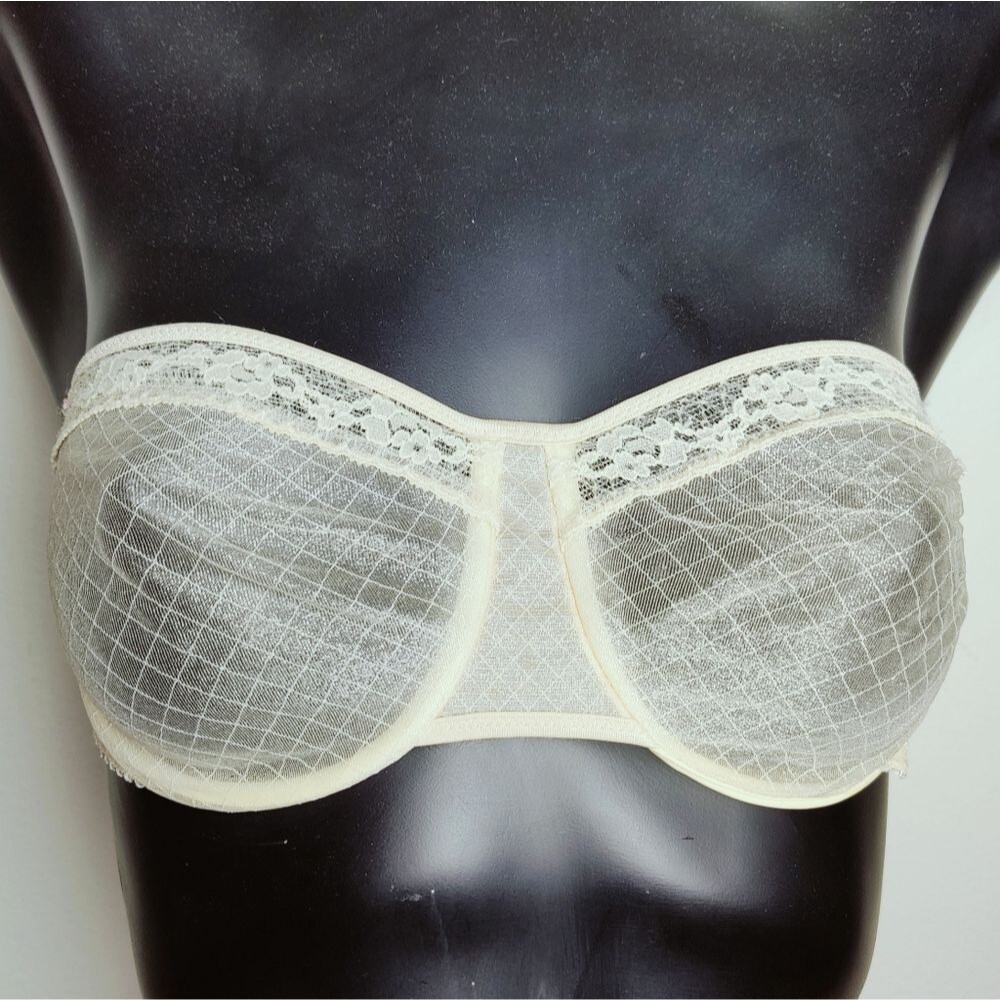 Rare VTG 80s Warner's Sizzles Lace Mesh Strapless Unlined Underwire Bra, 36/37C